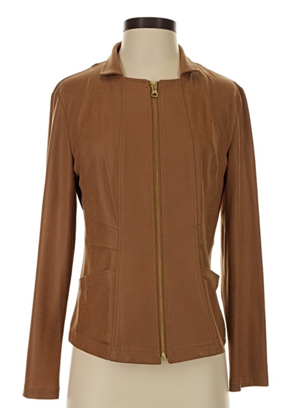 Clara Sun Woo Brown Zip-Front Top